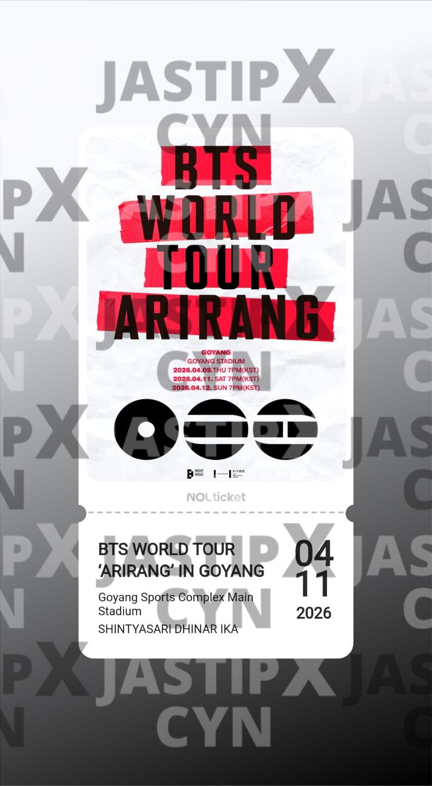 Tiket BTS Goyang 2026 (ig: dhindhien)